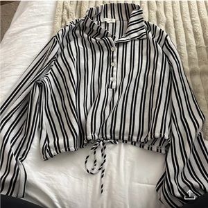 Women’s black and white striped long sleeve